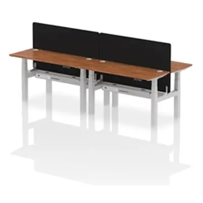 Air B2B 1400x600mm Adjustable 4P Bench Desk CP Walnut/Silver + Screen