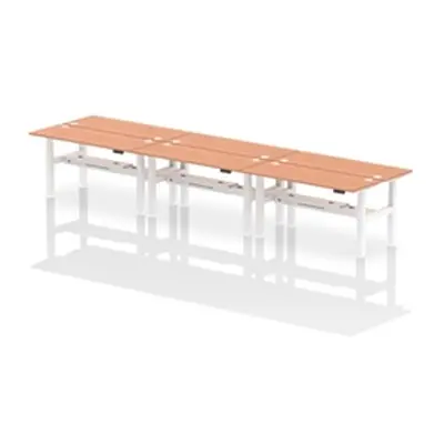 Air B2B 1600x600mm Height Adjustable 6P Bench Desk CP Beech/White