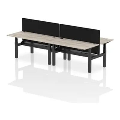 Air B2B 1600x800mm Adjustable 4P Bench Desk CP Grey Oak/Black + Screen