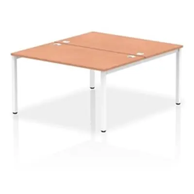 Impulse Bench B2B 2 Person 1400 White Frame Office Bench Desk Beech