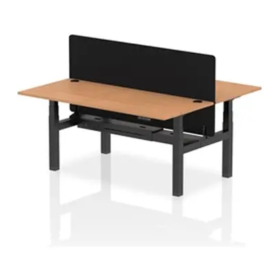 Air B2B 1800x800mm Adjustable 2P Bench Desk CP Oak/Black + Screen