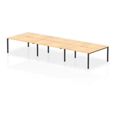 Evolve Plus 1600mm B2B 6 Person Bench Desk Maple Top Black Frame