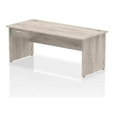 Impulse 1800x800 Desk Grey Oak Top Panel End 1x1 Drawer Fixed Ped