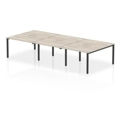 Evolve Plus 1200mm B2B 6 Person Bench Desk Grey Oak Top Black Frame