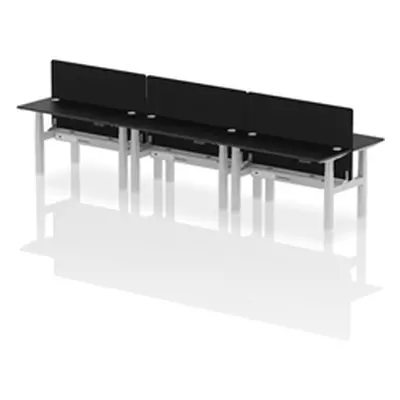 Air B2B 1400x600mm Adjustable 6P Bench Desk CP Black/Silver + Screen