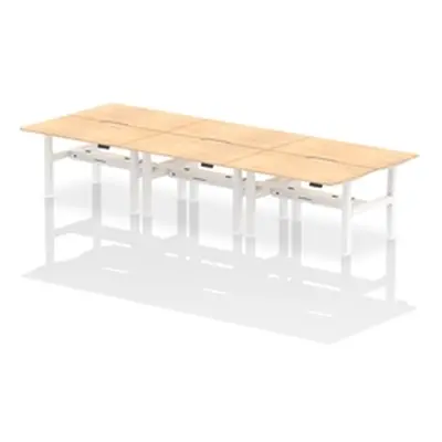 Air B2B 1400x800 Adjustable 6P Bench Desk Scalloped Maple/White