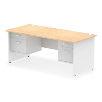 Impulse 1800x800 Desk Maple/White Panel End with 2x2 Drawer Fixed Ped