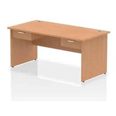 Impulse 1600x800 Desk Oak Top Panel End 2x1 Drawer Fixed Ped