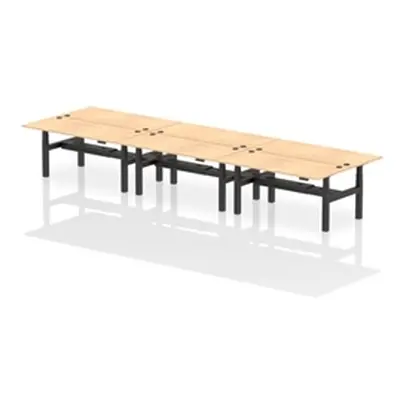 Air B2B 1800x800mm Height Adjustable 6P Bench Desk CP Maple/Black