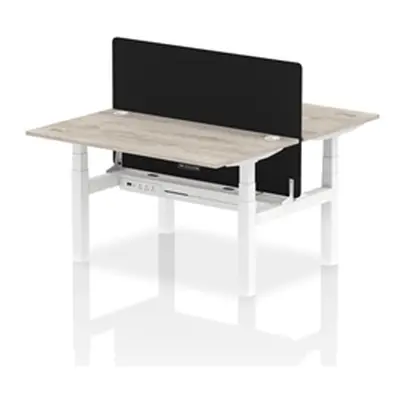 Air B2B 1400x800mm Adjustable 2P Bench Desk CP Grey Oak/White + Screen