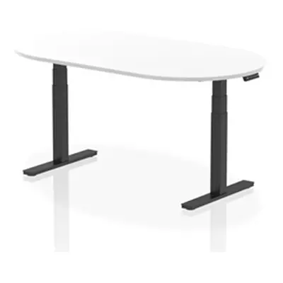 Impulse 1800mm Boardroom Table White Top Black Height Adjustable Leg