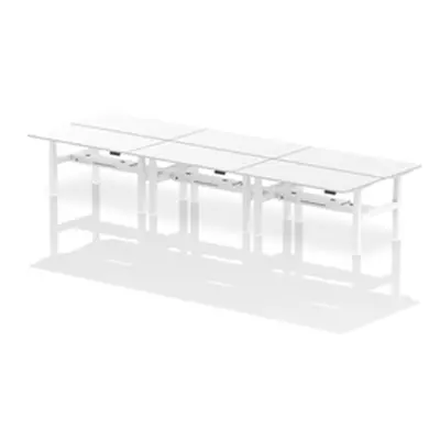 Air B2B 1600x800mm Height Adjustable 6P Bench Desk CP White/White