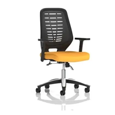 Relay Operator Chair Black Back Senna Yellow Height Adjustable Arms