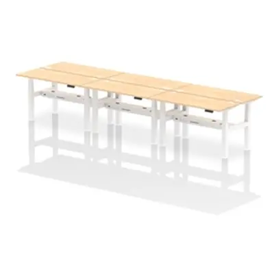 Air B2B 1400x600mm Height Adjustable 6P Bench Desk CP Maple/White