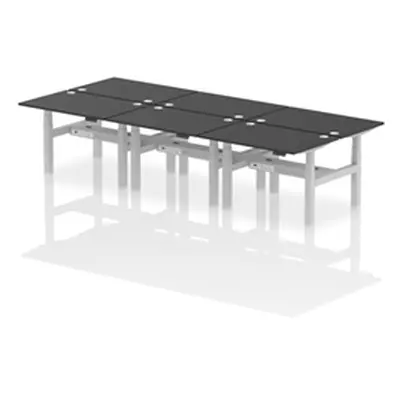 Air B2B 1200x800mm Height Adjustable 6P Bench Desk CP Black/Silver