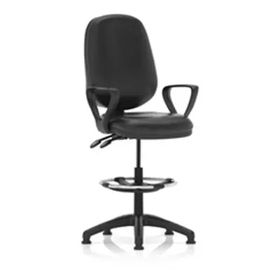 Eclipse Plus II Operator Chair Black Leather Loop Arms Draughtsman