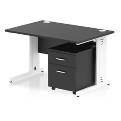 Impulse 1200x800 Desk Black/White Cable Managed Leg 2 Dr Mobile Ped