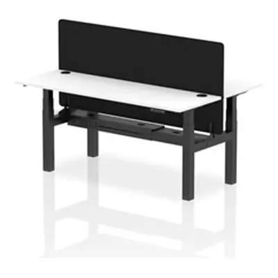 Air B2B 1800x600 Adjustable 2P Bench Desk CP White/Black + Screen