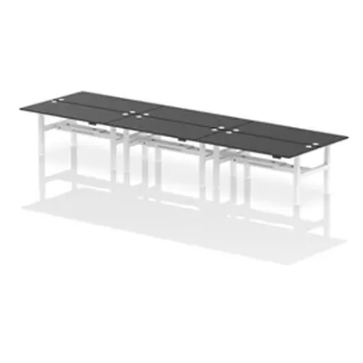 Air B2B 1800x800mm Height Adjustable 6P Bench Desk CP Black/White