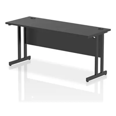 Impulse 1600x600mm Straight Office Desk Black Top Black Cantilever Leg