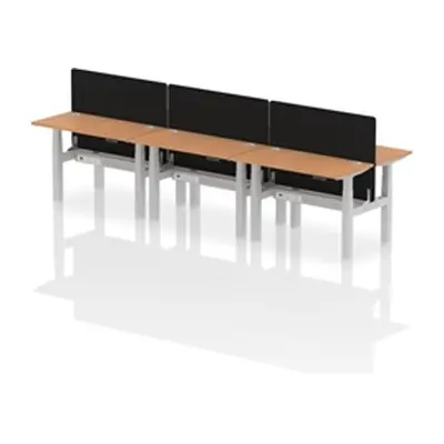 Air B2B 1200x600mm Adjustable 6P Bench Desk CP Oak/Silver + Screen