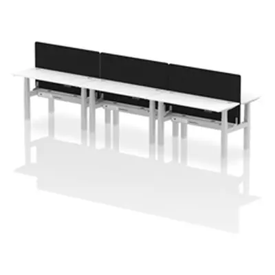 Air B2B 1400x600mm Adjustable 6P Bench Desk CP White/Silver + Screen