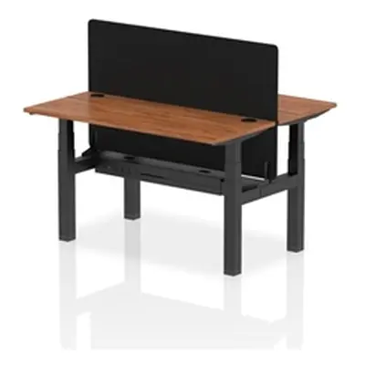 Air B2B 1400x600 Adjustable 2P Bench Desk CP Walnut/Black + Screen