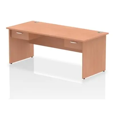 Impulse 1800x800 Desk Beech Top Panel End 2x1 Drawer Fixed Ped