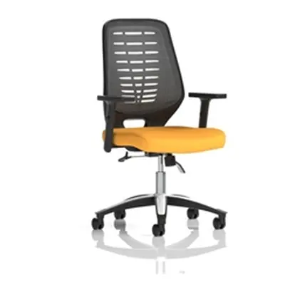 Relay Operator Chair Silver Back Senna Yellow Height Adjustable Arms