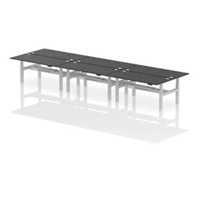 Air B2B 1800x800mm Height Adjustable 6P Bench Desk CP Black/Silver