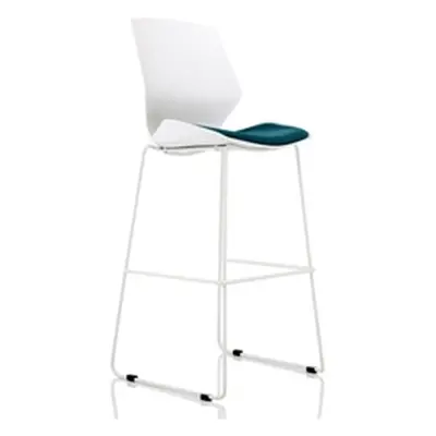 Florence White Frame High Stool in Bespoke Seat Maringa Teal