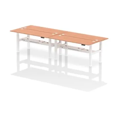 Air B2B 1800x600mm Height Adjustable 4P Bench Desk CP Beech/White