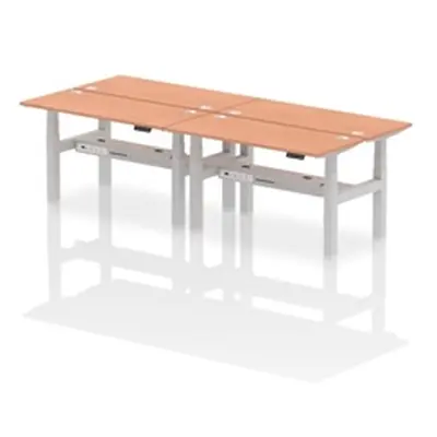 Air B2B 1400x600mm Height Adjustable 4P Bench Desk CP Beech/Silver