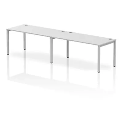 Impulse Bench Single Row 2 Person 1600 Silver Frame Bench Desk White