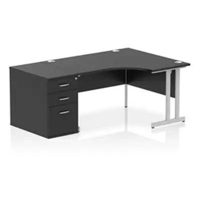 Impulse 1400 RH Crescent Desk Cantilever Leg Black/Silver 800 DH Ped