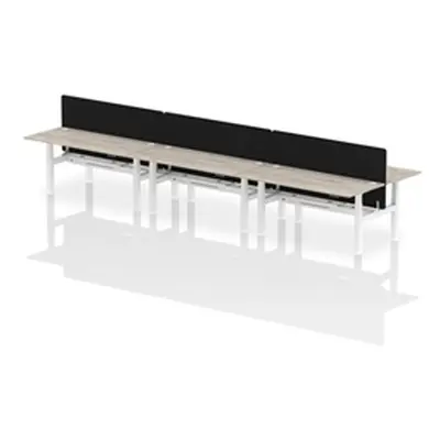 Air B2B 1800x800mm Adjustable 6P Bench Desk CP Grey Oak/White + Screen