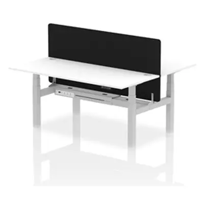 Air B2B 1800x800 Adjustable 2P Bench Desk CP White/Silver + Screen