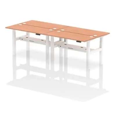 Air B2B 1400x600mm Height Adjustable 4P Bench Desk CP Beech/White