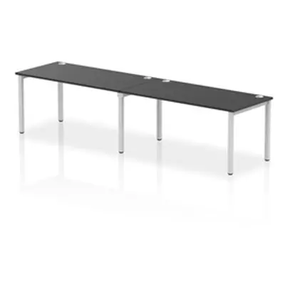 Impulse Bench Single Row 2 Person 1600 Silver Frame Bench Desk Black