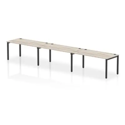 Impulse Bench Single Row 3 Person 1600 Black Frame Bench Desk Grey Oak