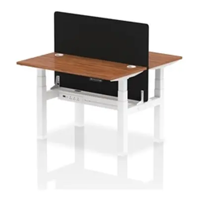 Air B2B 1200x600mm Adjustable 2P Bench Desk CP Walnut/White + Screen