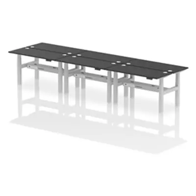 Air B2B 1400x600mm Height Adjustable 6P Bench Desk CP Black/Silver