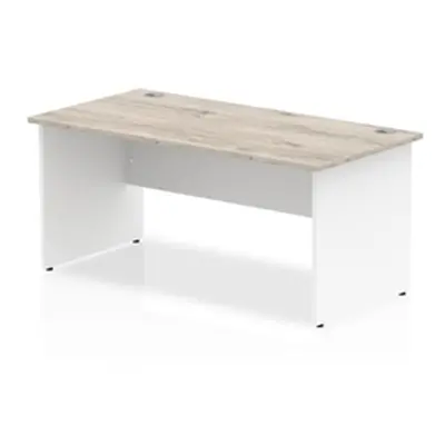 Impulse 1600 x 800mm Straight Desk Grey Oak Top White Panel End Leg