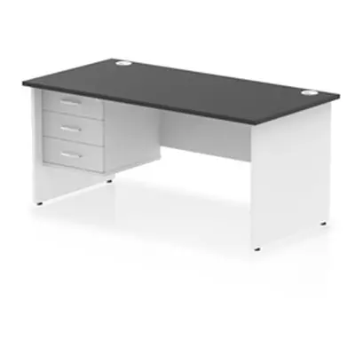 Impulse 1600x800 Desk Black/White Panel End Leg 1x3 Drawer Fixed Ped