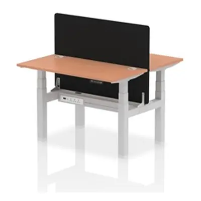 Air B2B 1200x600mm Adjustable 2P Bench Desk CP Beech/Silver + Screen