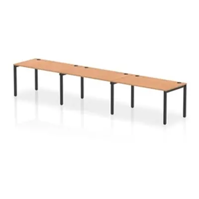 Impulse Bench Single Row 3 Person 1400 Black Frame Bench Desk Oak