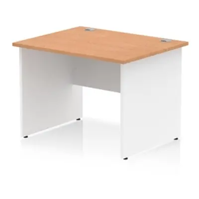 Impulse 1000x800mm Straight Office Desk Oak Top White Panel End Leg