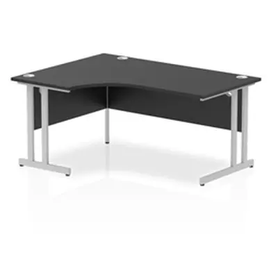 Impulse 1600 LH Crescent Desk Black/Silver Cantilever Leg