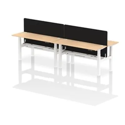 Air B2B 1600x600mm Adjustable 4P Bench Desk CP Maple/White + Screen