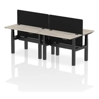 Air B2B 1200x600mm Adjustable 4P Bench Desk CP Grey Oak/Black + Screen